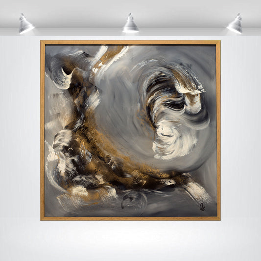 Noblesse – Original Abstract Painting in Oak Frame | 83 x 83 cm | Edelgard Schroer