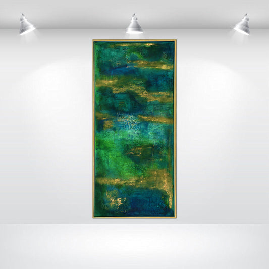 Golden Fields – Abstract Acrylic Textured Painting | 53 x 113 cm | Edelgard Schroer