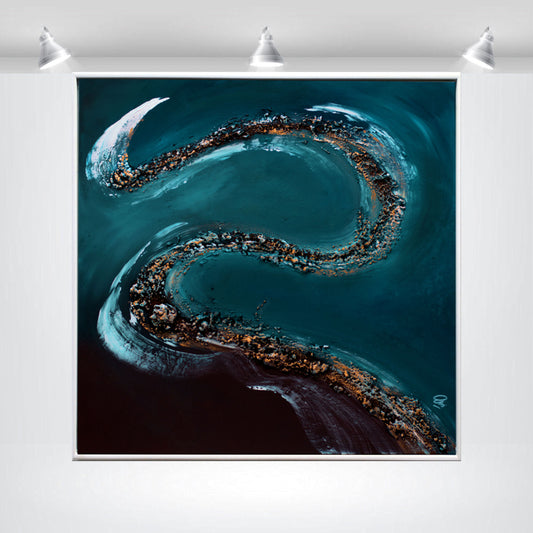 Liquid Horizon – Abstract Wave Painting | 73×73 cm | Edelgard Schroer