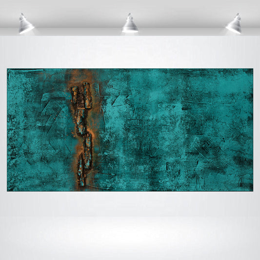 Golden Structures – Textured Abstract Painting with Bark | 90 x 45 cm | Edelgard Schroer