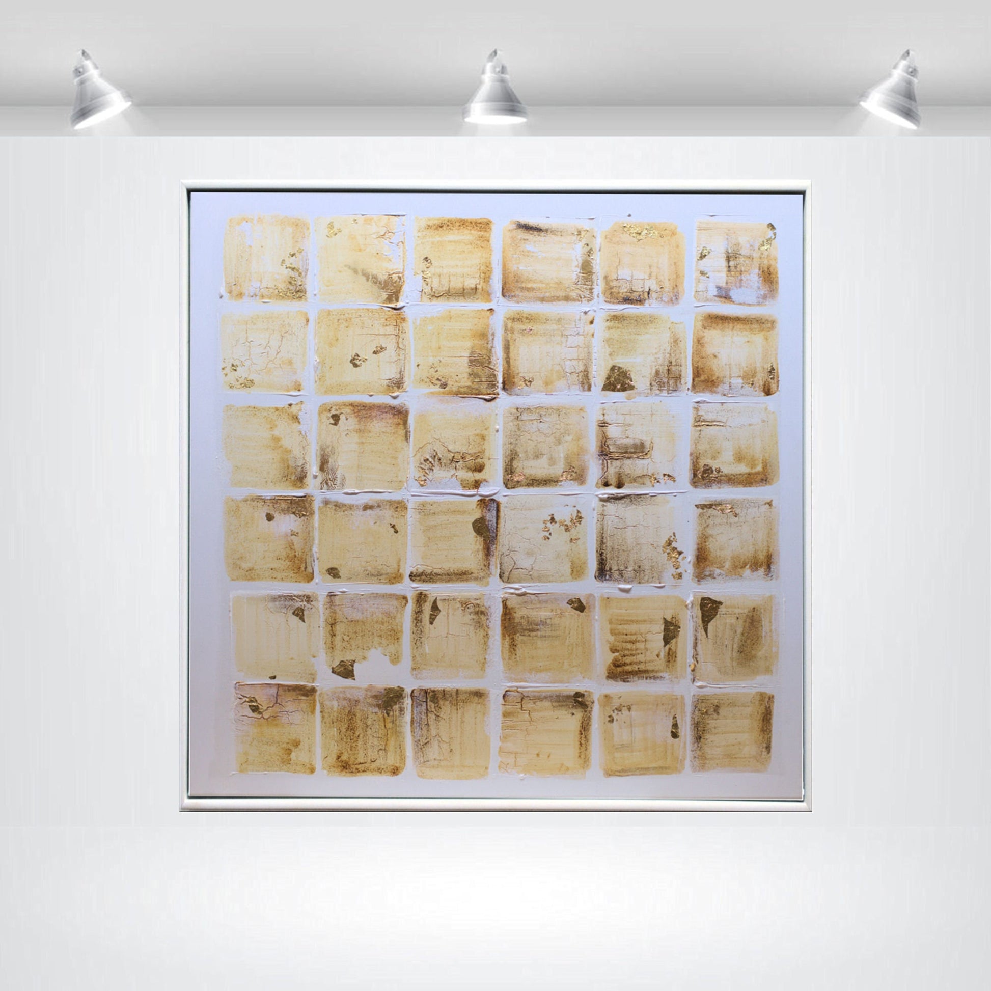 abstract painting on canvas, hand-painted art white gold, stretched canvas art, modern home decor, ideal gift idea, decorative art, modern art in frame, artwork in studio