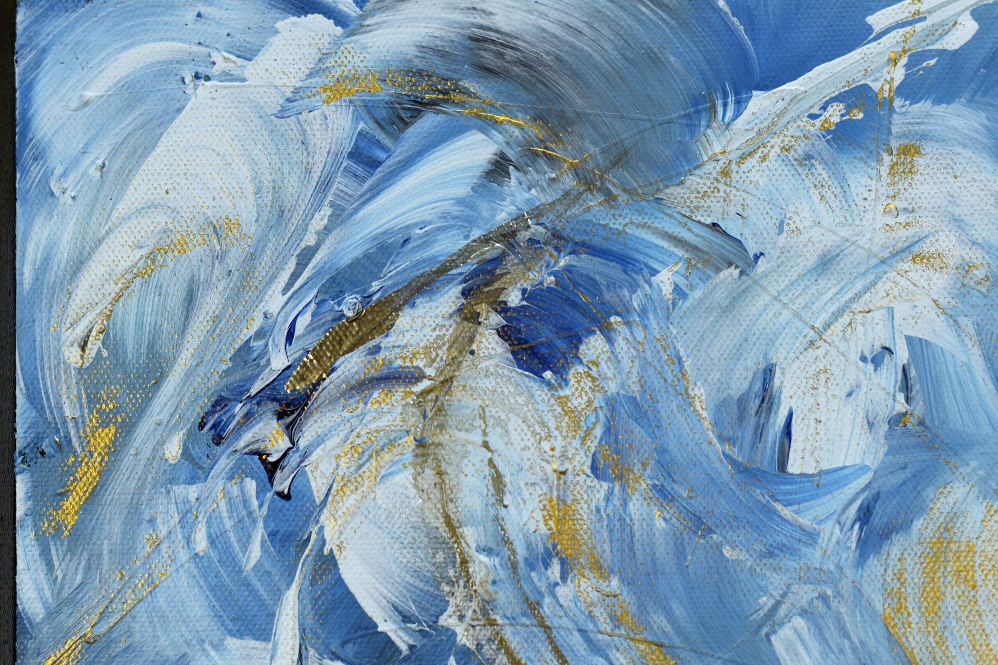 Tidal Whispers – Set of 3 Abstract Paintings 30x30cm – Blue Gold Modern Art – Textured Acrylic Canvas – Triptych Wall Decor
