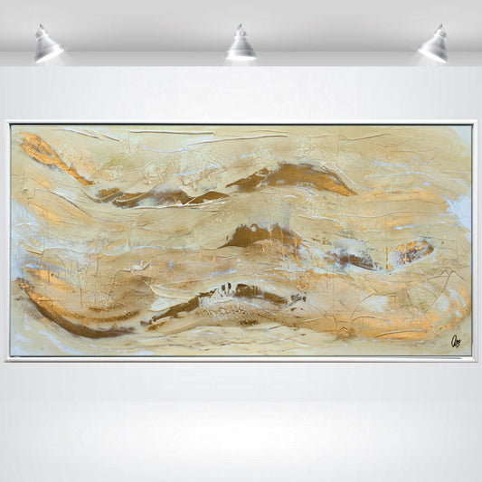 Caffeine Dreams – Gold & Coffee Abstract by Edelgard Schroer | 123 × 63 cm