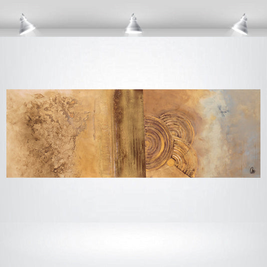 Golden Echoes – Abstract Textured Painting | 138 × 48 cm | Edelgard Schroer