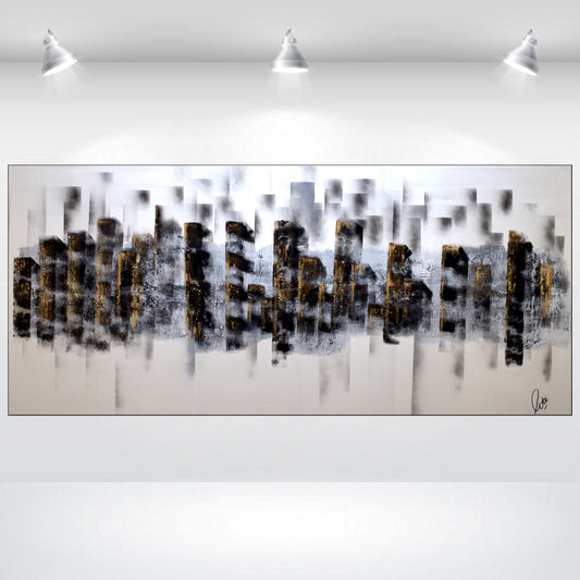 Urban Reflections – Large Abstract Cityscape by Edelgard Schroer | 180x80 cm