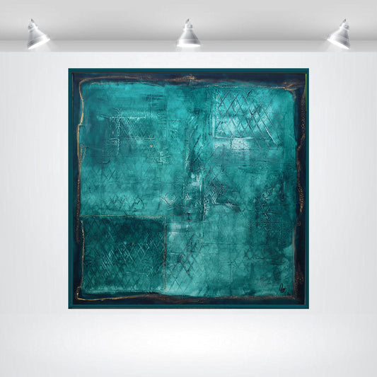 Blue Monochrome – Abstract Textured Acrylic Painting | 83 x 83 cm | Edelgard Schroer