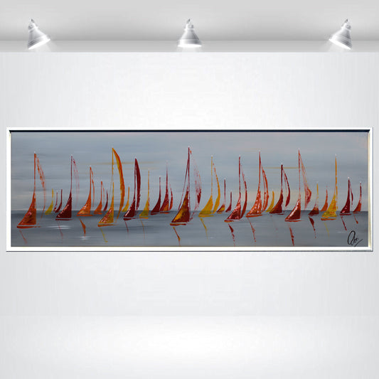 Last Days of Summer – Framed Abstract Seascape Painting | 121 x 41 cm | Edelgard Schroer