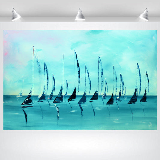Ocean Silence – Nautical Sailboats Painting | 115×75 cm | Edelgard Schroer