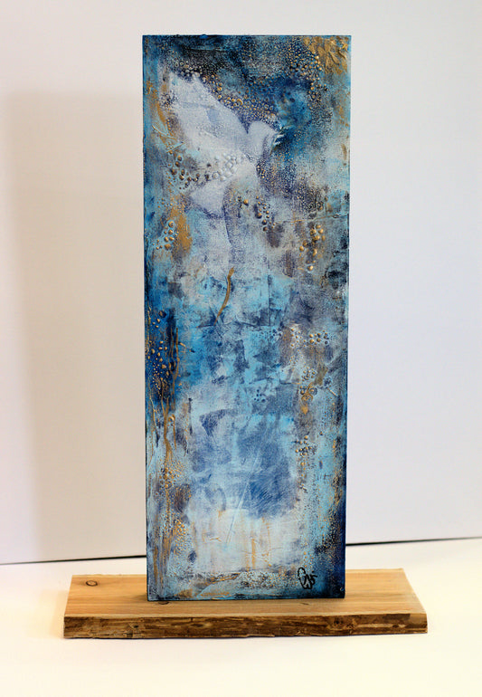 Blue Wishes – Sculptural Abstract Acrylic Painting | Freestanding Art by Edelgard Schroer