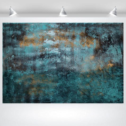 Timeless – Textured Blue & Gold Abstract by Edelgard Schroer | 120 × 80 cm